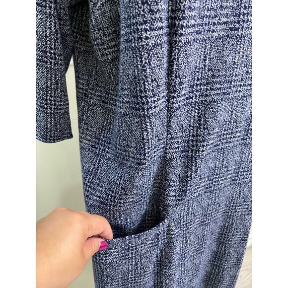 41 Hawthorn Aniya Jacquard Knit Soft & Comfortable Midi Dress Plaid Navy Size 2X - Picture 6 of 12